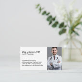 Doctor Smiling in Lab Coat Visitekaartje (Staand voorkant)