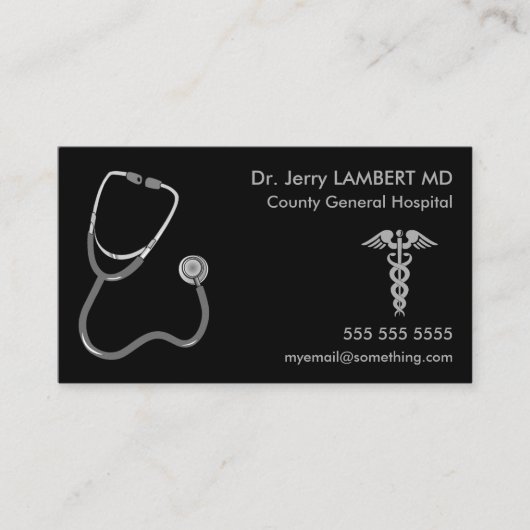 Doctor Stethoscoop Black Visitekaartje (Voorkant)