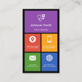 Doctor Stethoscoop Logo - kleurrijke Tegels creati Visitekaartje (Achterkant)