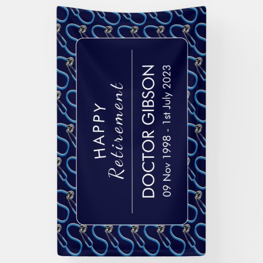 Doctor Stethoscoop Pensioen Partij Spandoek (Verticaal)