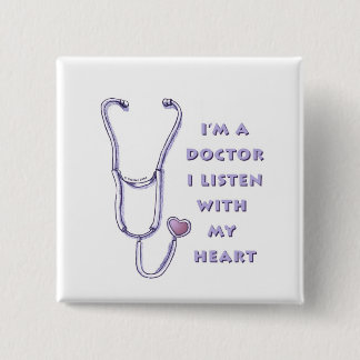 Doctor Stethoscoope custom name Pin Vierkante Button 5,1 Cm