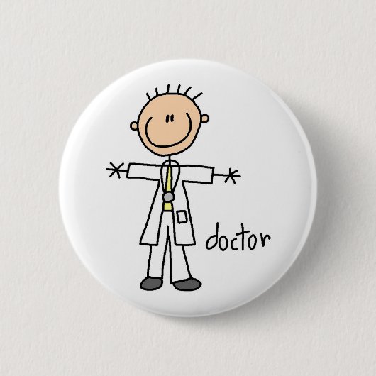 Doctor Stick Figuur Ronde Button 5,7 Cm (Voorkant)