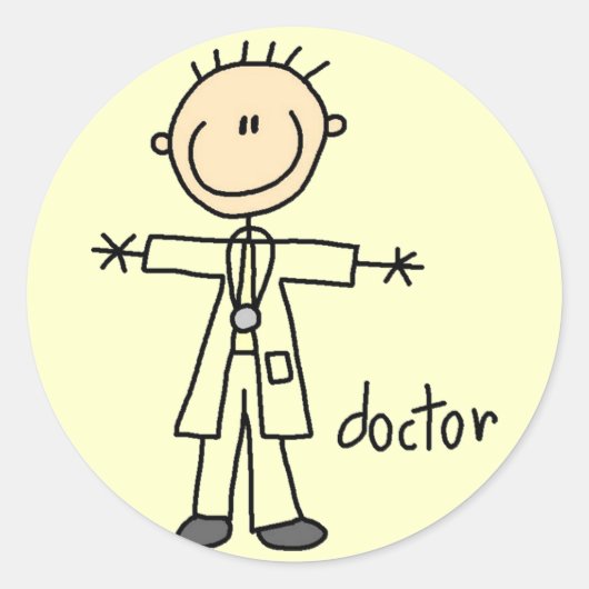 Doctor Stick Figuur Ronde Sticker (Voorkant)