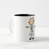 Doctor Stick Figuur Tweekleurige Koffiemok (Voorkant links)