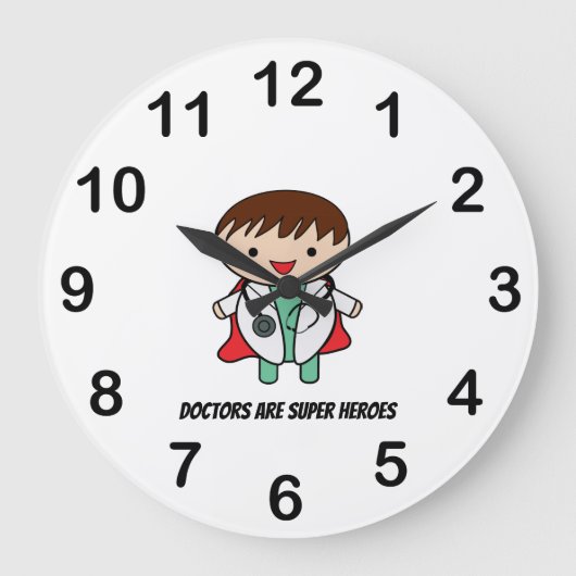 Doctor Super Hero National Doctors Day Personalise Grote Klok (Voorkant)