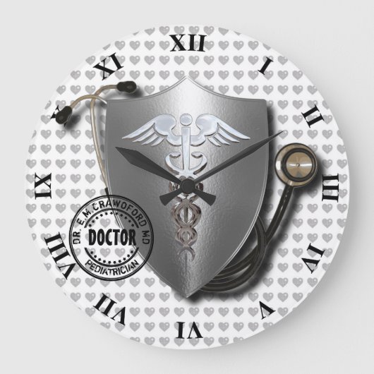 Doctor Symbolen Caduceus op stethoscoop en stempel Grote Klok (Voorkant)