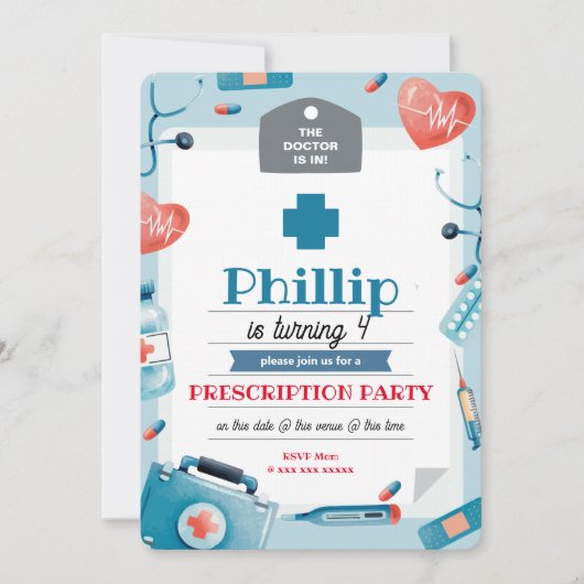 Doctor uitnodiging voor kinderen (Voorkant)