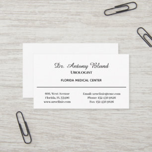Doctor Urologist Simple White en Black Visitekaartje