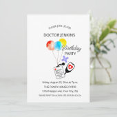 Doctor Verjaardagsfeestballonnen uitnodiging (Staand voorkant)