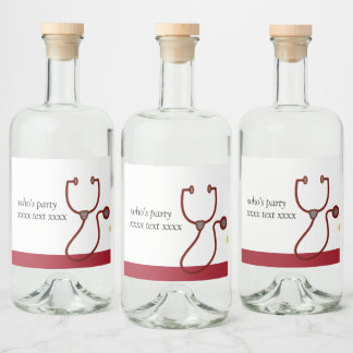 Doctor, verpleegkundige, arts, ziekenhuis likeurfles etiket