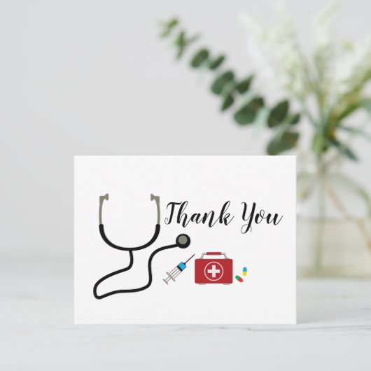 Doctor, verpleegster, medisch bedankt kaart (Staand voorkant)
