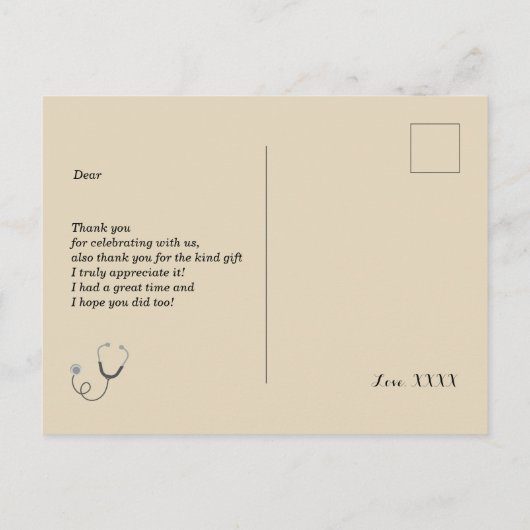 Doctor, verpleegster, medisch bedankt kaart (Achterkant)