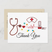 Doctor, verpleegster, medisch bedankt kaart (Voorkant / Achterkant)