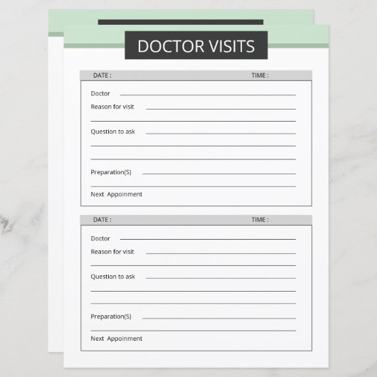 Doctor visit planner template (Voorkant / Achterkant)