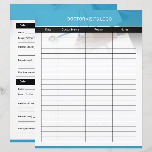 Doctor Visit Planner Template (Voorkant / Achterkant)