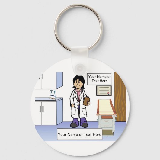 Doctor - Vrouw Cartoon op PrintedPerfection.com Sleutelhanger (Voorkant)