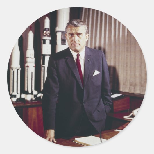 Doctor Wernher von Braun Portrait Ronde Sticker (Voorkant)