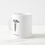 Doctor White Black Caduceus, gepersonaliseerd Koffiemok (Voorkant links)