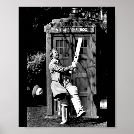 Doctor Who Peter Davison Cricket Tardis 1981 Tank Poster (Voorkant)