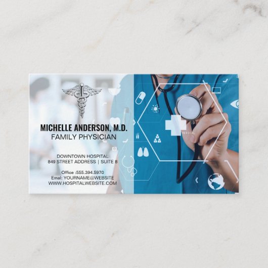 Doctor Working | Hospital Medicine Icons Visitekaartje (Voorkant)