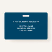 Doctor Ziekenhuisblauw ID-logo Badge (Achterkant)