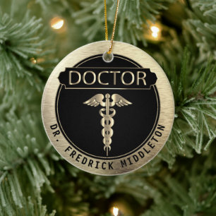 Doctor 👨 ⚕️ - zwart en goud keramisch ornament