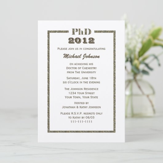 Doctoraat Afstuderen Invitation Metallic Kaart (Staand voorkant)