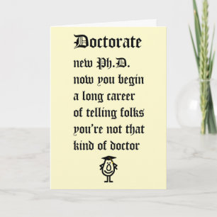 Doctoraat - een grappig gedicht voor de nieuwe Ph. Kaart