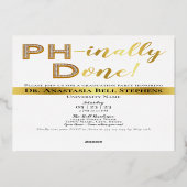 Doctorate PhD Afstuderen Ceremony Party Photo Gold Folie Uitnodiging (Achterkant)