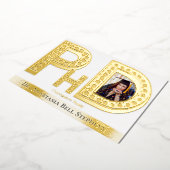 Doctorate PhD Afstuderen Ceremony Party Photo Gold Folie Uitnodiging (Gedraaid)