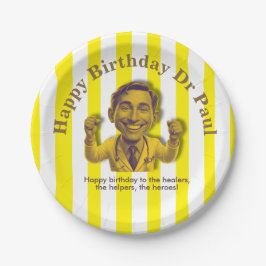 DOCTORS BIRTHDAY yellow & white Papieren Bordje