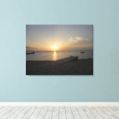 Doctor's Cave Beach, Jamaica Zonsondergang april 2 Canvas Afdruk (Insitu (Houten vloer))