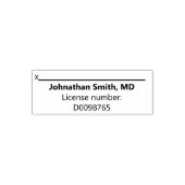 Doctor's Name Bold License Number Signature Line Zelfinktende Stempel (Design)