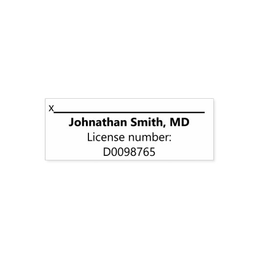 Doctor's Name Bold License Number Signature Line Zelfinktende Stempel (Design)