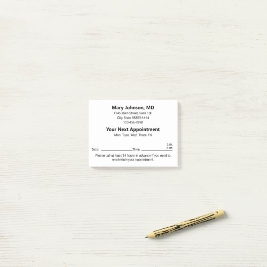 Doctor's Office Your Next Appointment Reminder Post-it® Notes (Op bureau)