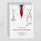 Doctor's White Coat Medical Afstuderen Invitation Kaart (Voorkant / Achterkant)