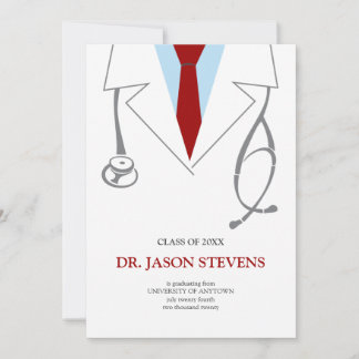 Doctor's White Coat Medical Afstuderen Invitation Kaart
