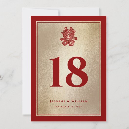 Document Besnoeiing Dubbel Xi Chinees Trouwlijstaa Kaart (Achterkant)