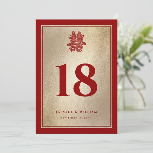 Document Besnoeiing Dubbel Xi Chinees Trouwlijstaa Kaart (Staand voorkant)