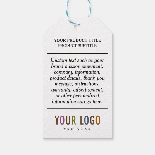 Document Hang Labels met Koord & Douanebedrijf Log Cadeaulabel (Achterkant)