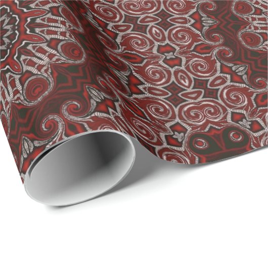 document met rode bohemian Mandala over onmiddell Cadeaupapier (Rol Hoek)