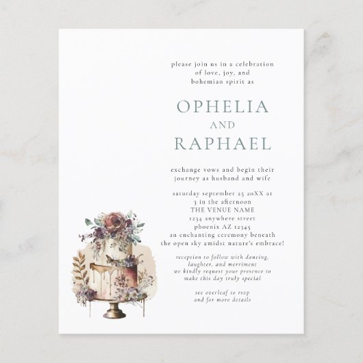 DOCUMENT QR Code Boheemse Huwelijkstaart Blauw Uit Flyer (Voorkant)