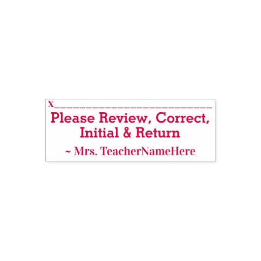 Document Review & Educator Naam Rubber Stempel (Design)