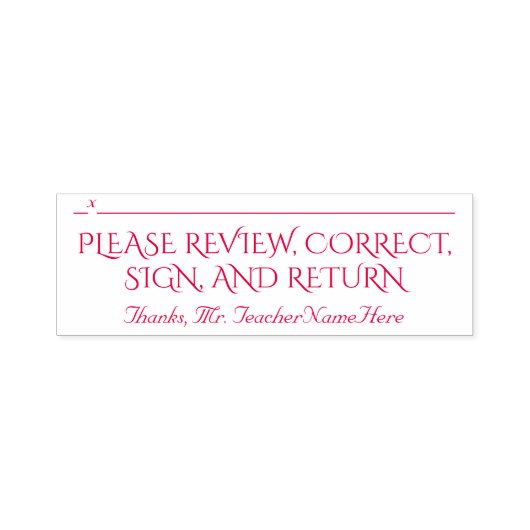 Document Review + Naam leraar Rubberstempel Zelfinktende Stempel (Design)