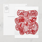 document scherp Rood Chinees Nieuwjaar Lucky Symbo Feestdagenkaart (Voorkant / Achterkant)