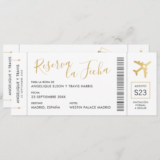 Documento de Embarque del Avión Reserva la Fecha Aankondiging (Voorkant / Achterkant)