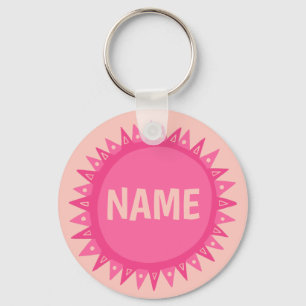 DOCUSTOMIEER IT Roze Sun Sunshine Name Tag Sleutelhanger