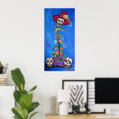 DOD SKULLS FLOWERS POSTER (Thuiskantoor)