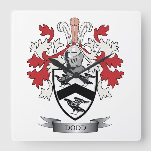 Dodd Family Crest Coat of Arms Vierkante Klok (Voorkant)