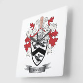 Dodd Family Crest Coat of Arms Vierkante Klok (Hoek)